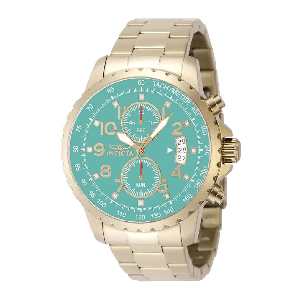 Invicta Specialty Men's Watch 47mm 69794 Gold Steel Aqua Light Blue Dial Quartz